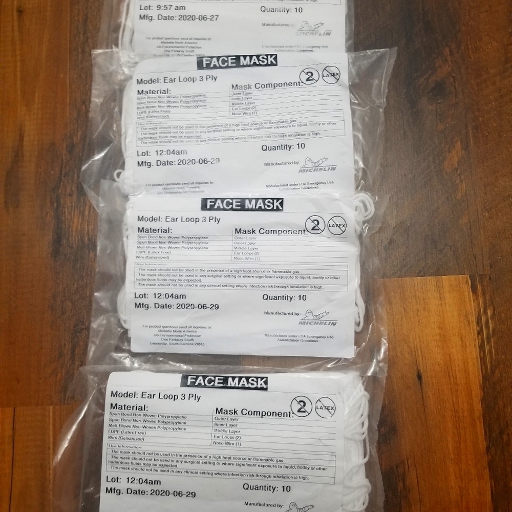 Face Masks, by Michelin, Lot of 40